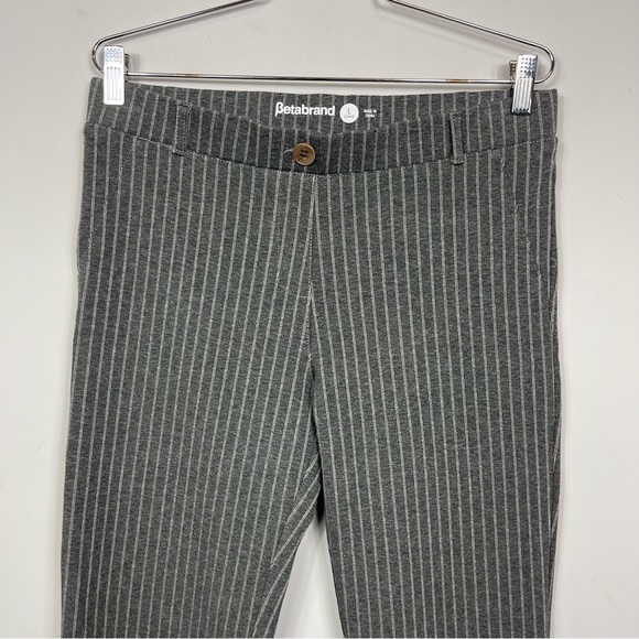 BETABRAND Straight Leg Classic Dress Work Pant Yoga Pant Gray Pinstripe L Long - Picture 8 of 16
